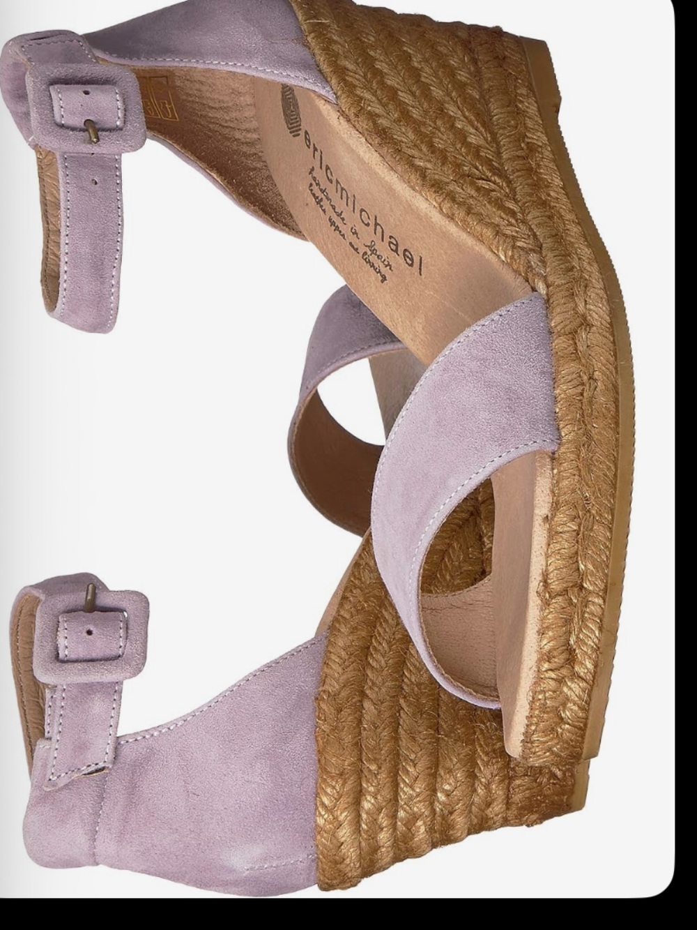 NWB Eric Michael Milan Lavender Suede Espadrille Wedges